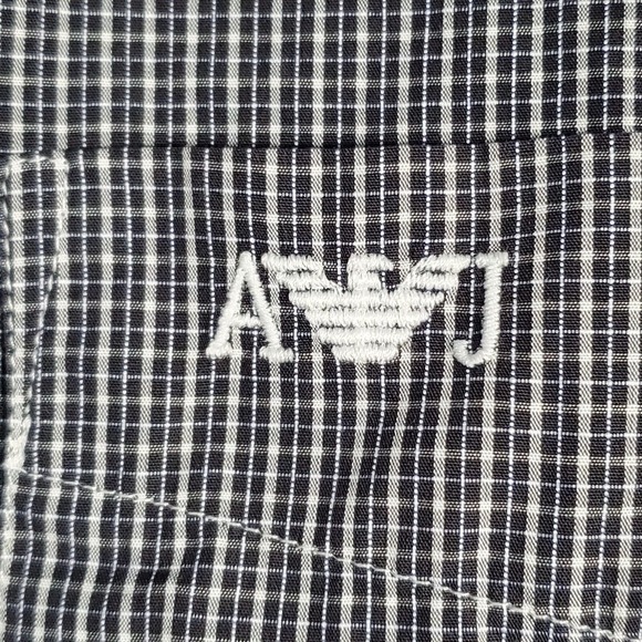 Armani Jeans Men Plaid Button Up Shirt Size XXL Long Sleeve Office Career - Picture 4 of 12